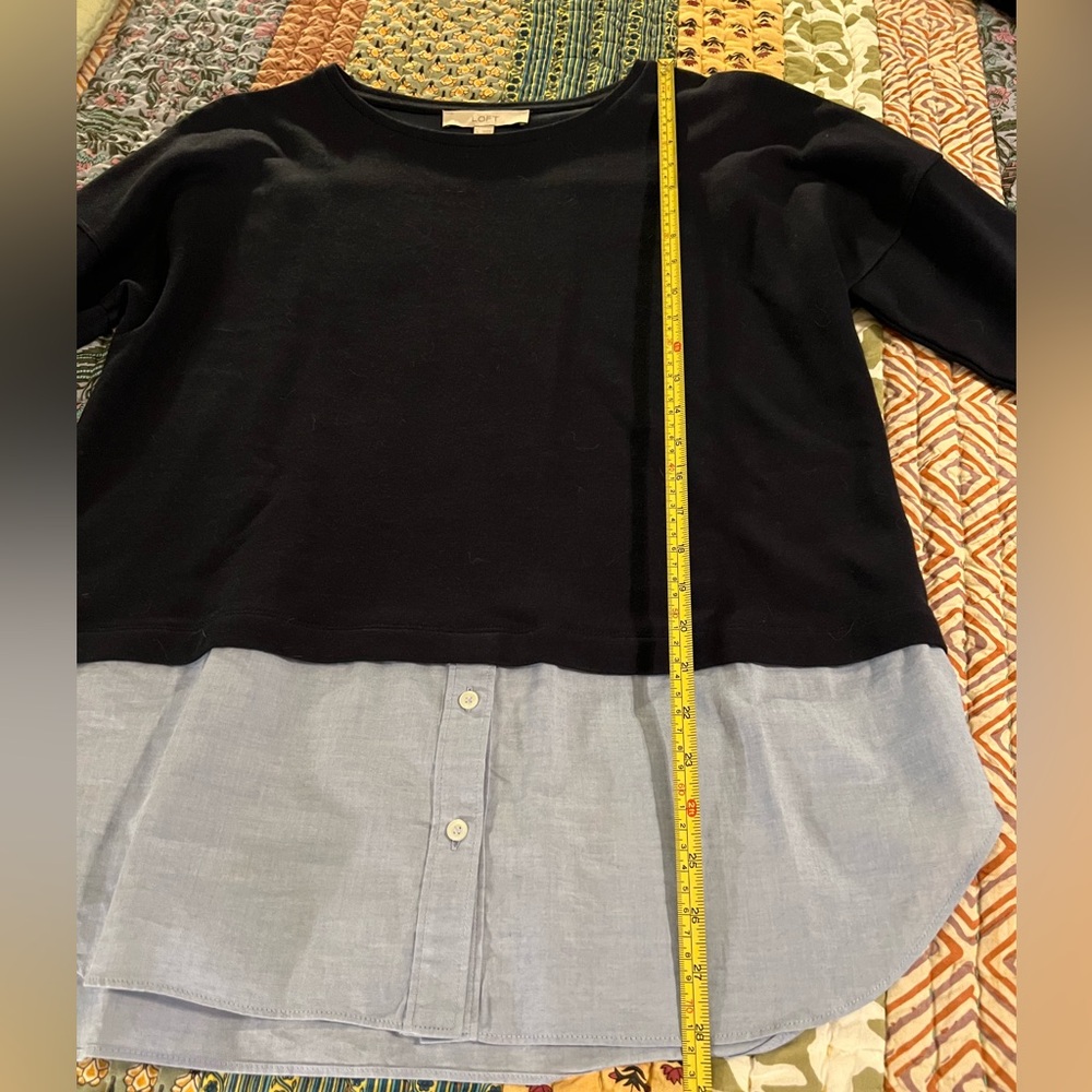 LOFT Navy Blue Twofer Top, NWOT, L - Picture 4 of 6